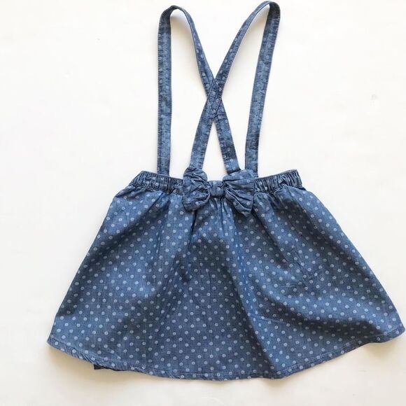 H&M NWT chambray polka dot suspender skirt 9-10Y - Picture 4 of 4